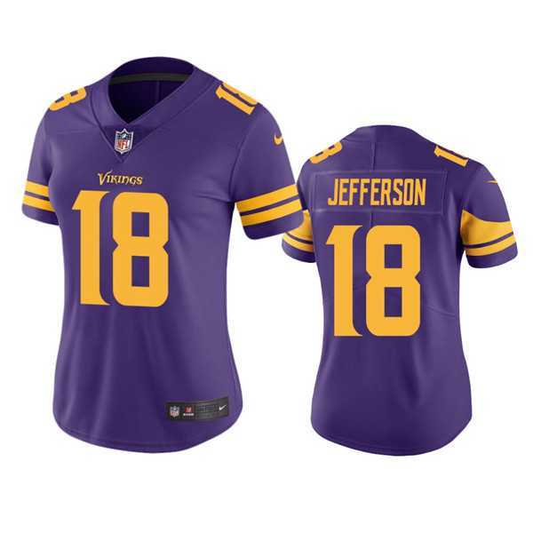 Women's Minnesota Vikings #18 Justin Jefferson Purple Limited Rush Stitched NFL Jersey,We sell and wholesale Women's Minnesota Vikings #18 Justin Jefferson Purple Limited Rush Stitched NFL Jersey on line form chian!
